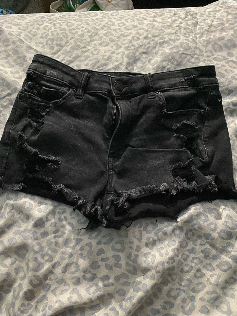 American Eagle Outfitters Black Distressed Cutoff Jean Shorts